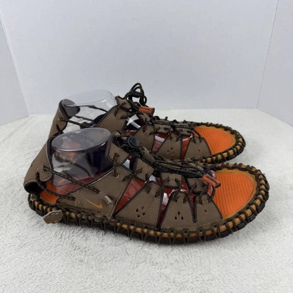 RARE! Vintage Nike ACG Considered Cooper Canyon Brown Leather‎ Sandals Sz 11-EUC